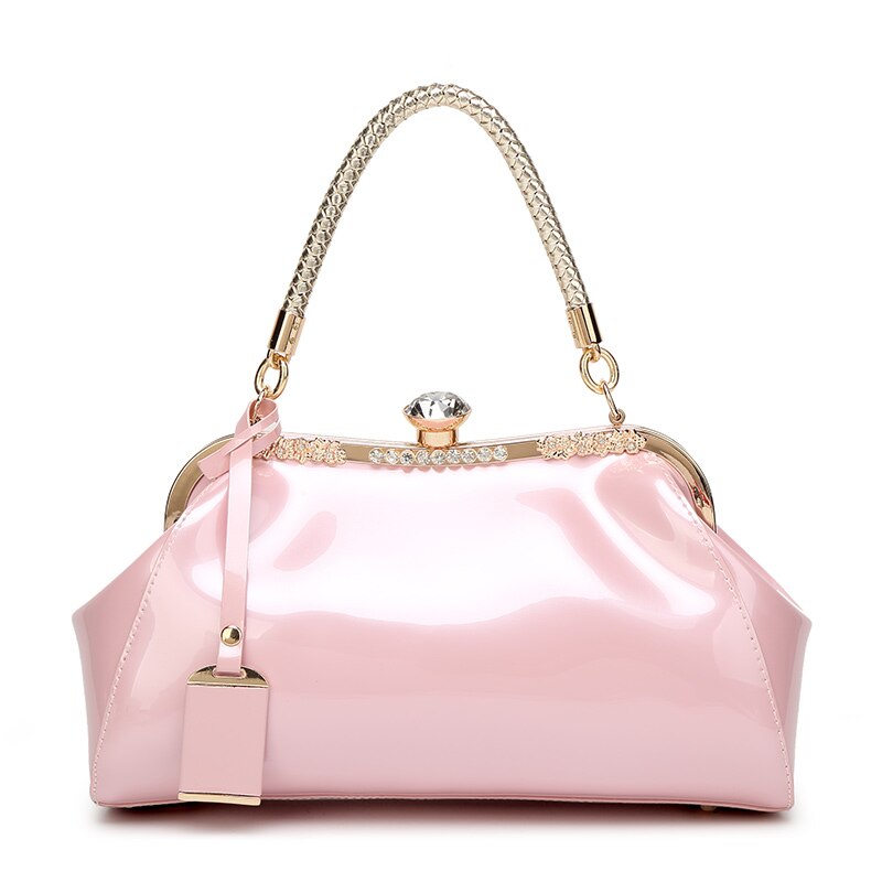 Zenbefe Avondtassen Patent Leather Vrouwen Handtassen Vrouwen Schoudertassen Dames Slipkoppeling Wedding Party Bags: Pink