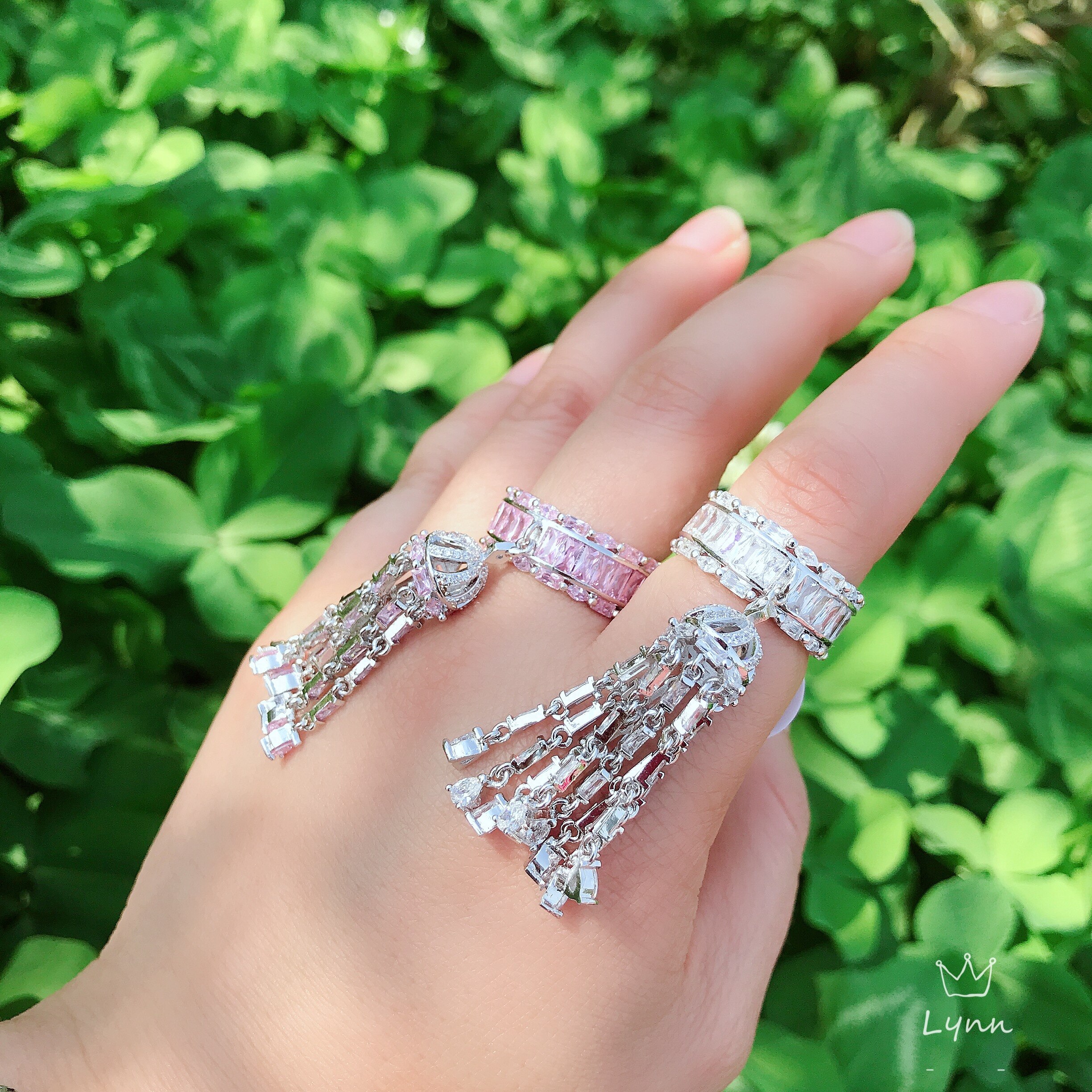 Trendy Vrouwen Sieraden Hand Gemaakt Zirconia Lange Keten Kwastje Staart Ring Trouwring Voor Vrouwen Bijoux J1883
