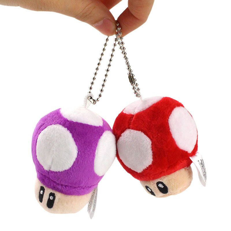 1Pcs 8Cm Super Mario Bros Mushroom Pluche Sleutelhanger Speelgoed Super Mario Bros Toad Mushroom Soft Gevulde Pluche Hanger voor Kids