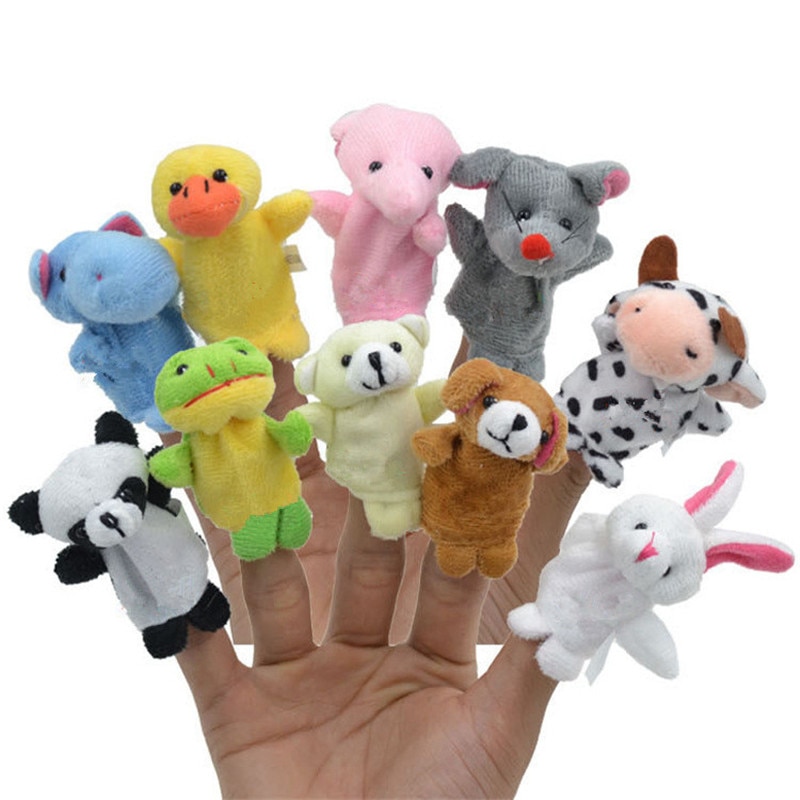 10 teile/los Karikatur Ebene Samt Finger Marionette Finger Spielzeug Finger Puppe Baby Tuch Pädagogisches Hand Geschichte Baby Spielzeug