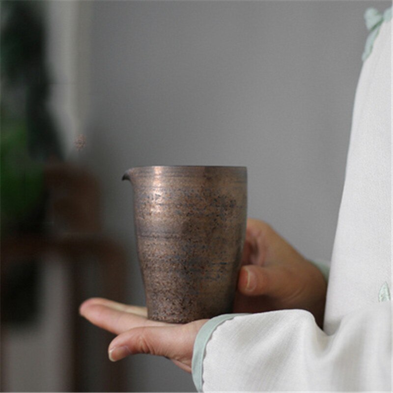 Copper rust glaze retro thin tire ceramic fair cup tea divider uniform tea cup tea sea stoneware tea set accessories tpt46