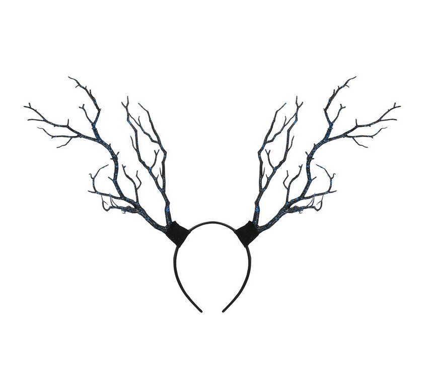 Kerst Hoofdband Gothic Halloween Takken Gewei Kostuum Vrouwen Foto Props Fee Elegante Art Kunstmatige Gewei: dark blue