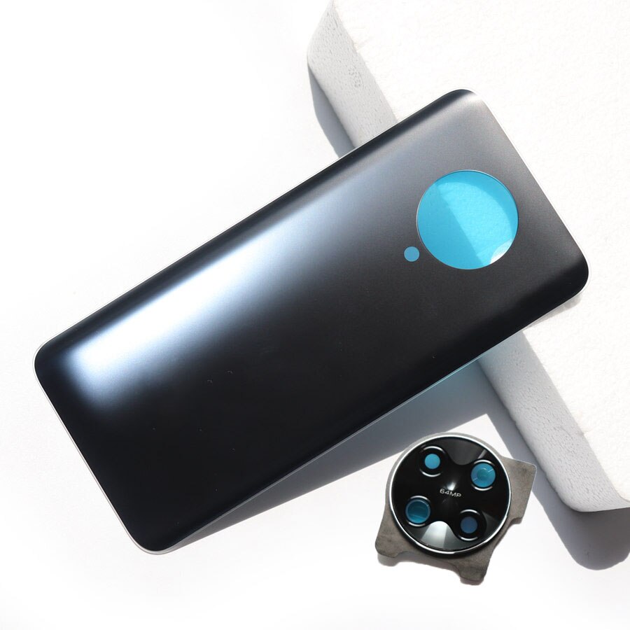 Modified Rear Cover For Xiaomi POCO F2 Pro Back Glass Battery Cover Rear Housing Door Panel Replacement+Adhesive Sticker: MatteBlack With Lens