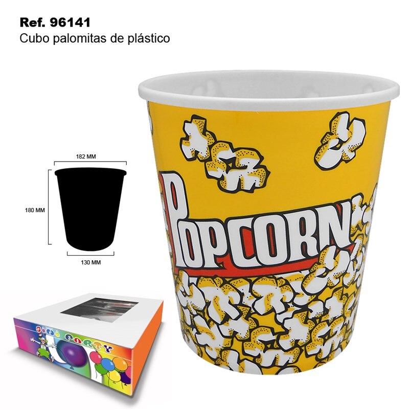 BOL PALOMITAS IDEAL PARA TARDES DE PELI Y MANTA CUBO PALOMITAS DE PLÁSTICO.130X180X182 mm. LOTE 4/6/8 UDS.