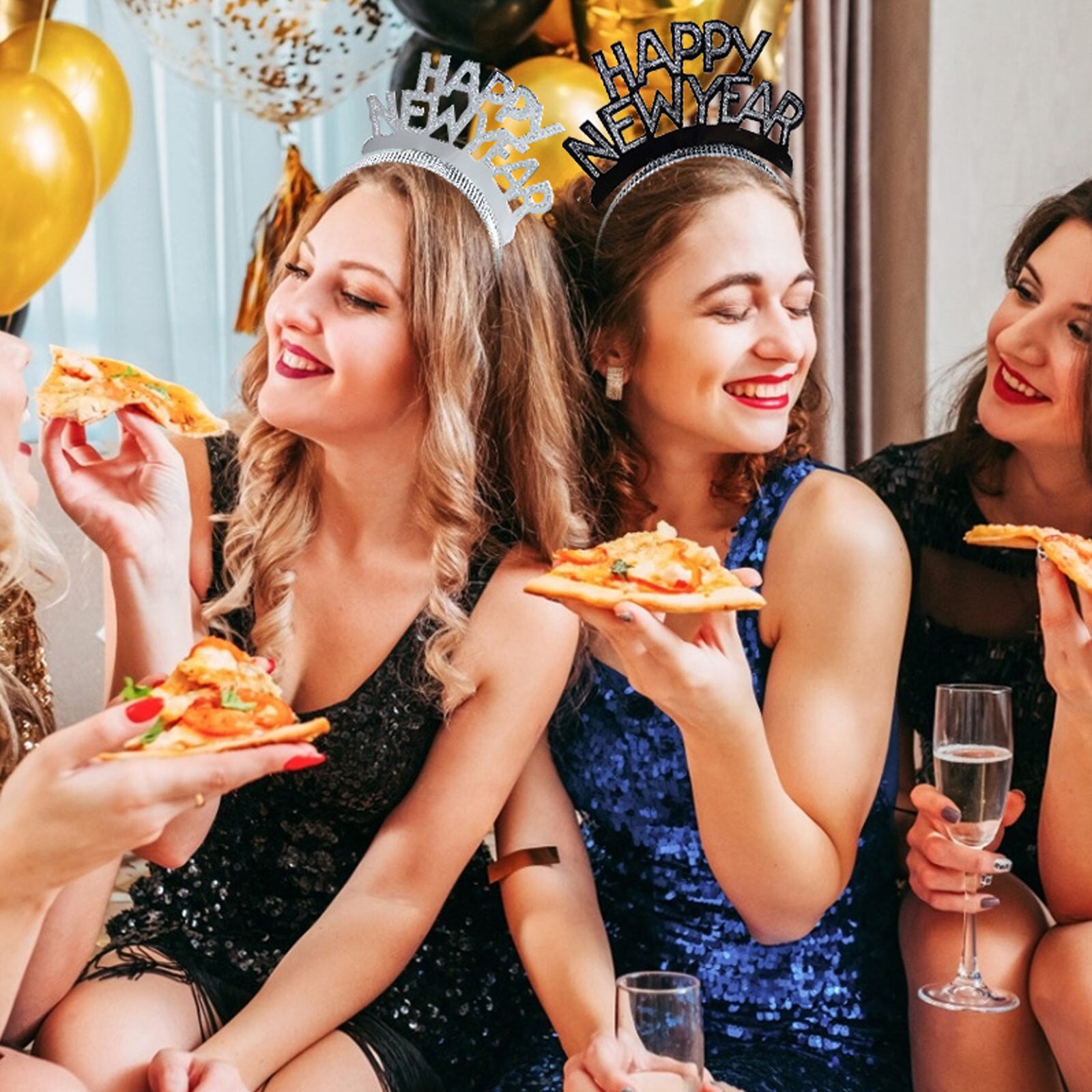 Behogar 3 uds lindo feliz año pelo diadema Aro para la cabeza adornos Navidad de Año decoración de colores de mezcla