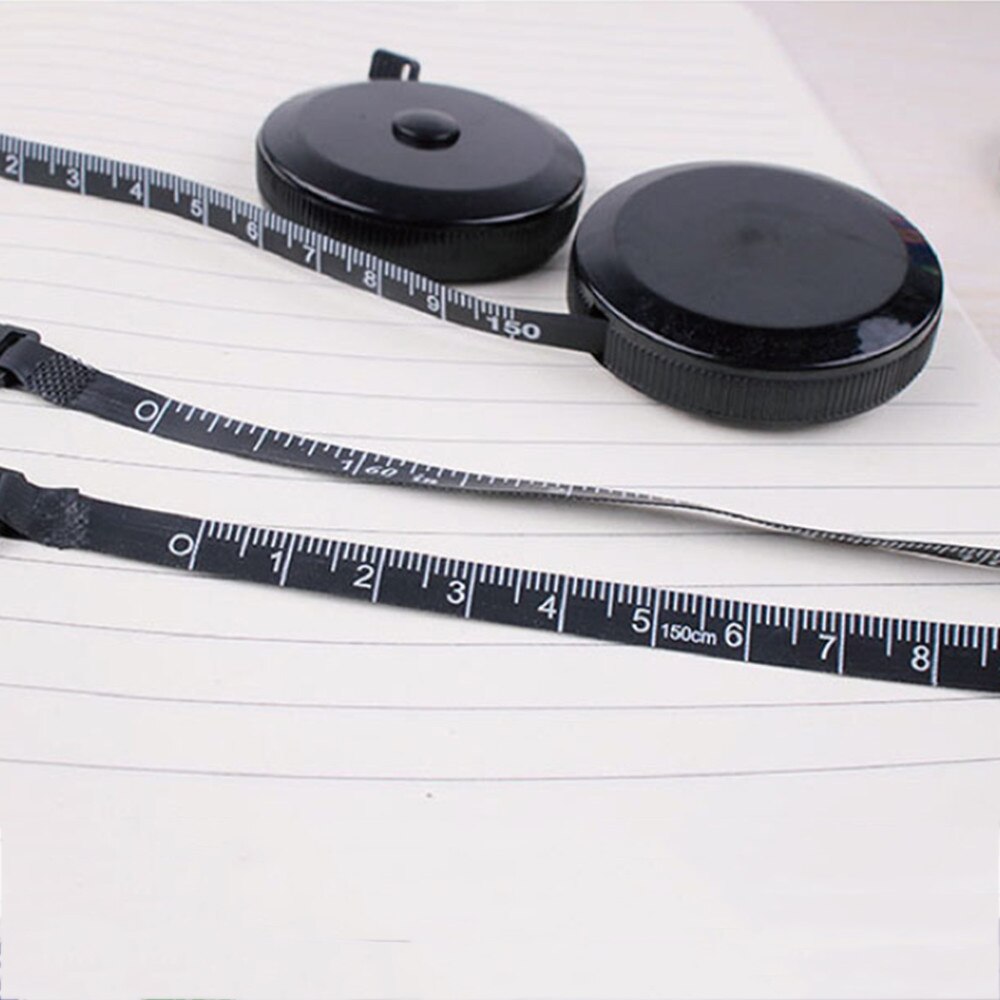Simple Balck 1.5M Soft Ruler Retractable Measuring Ruler Sewing Tailor Tape School Stationery Measuring Tape Drawing Tool