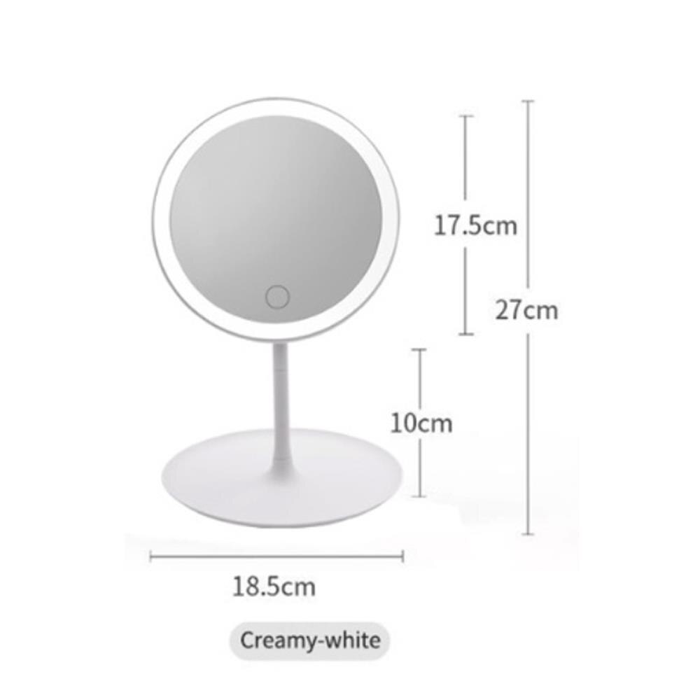 Makeup spejl med lampe 90 ° rotation 3 mode lys ledet bord makeupspejle usb genopladelig berøringskontrol
