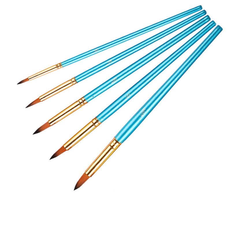 10Pcs/set Nylon Artist Paint Brush Watercolor Acrylic Wooden Handle Painting Brushes Art Supplies Stationery