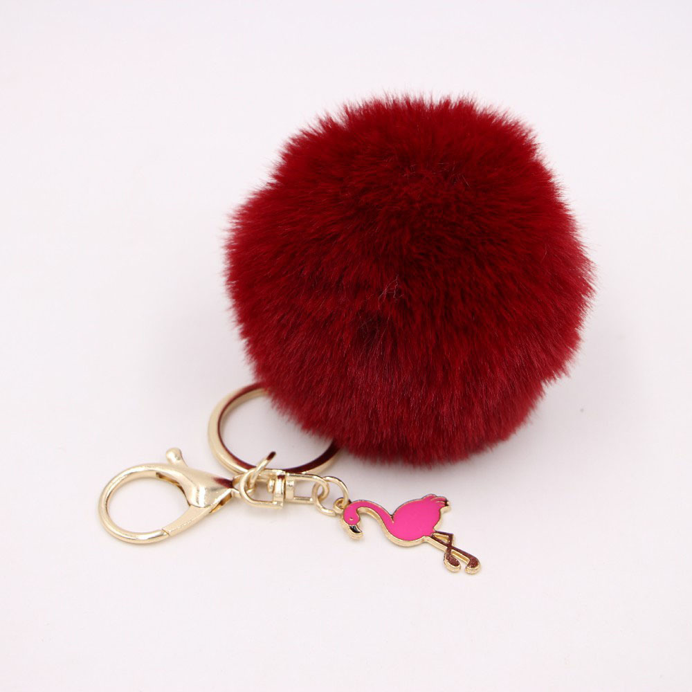 Porte-clés pompon moelleux, porte-clés flamant rose, couronne en peluche, joli porte-clés beurre en peluche, ornement pendentif pour sac à main, rose