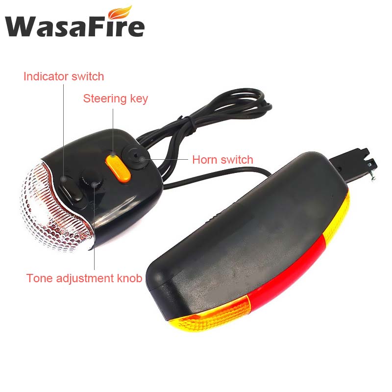 WasaFire 7 LED Bicycle Turn Signal Light with Horn MTB Front Rear Lights Bike Directional Brake Lights Cycling Taillight Lamp