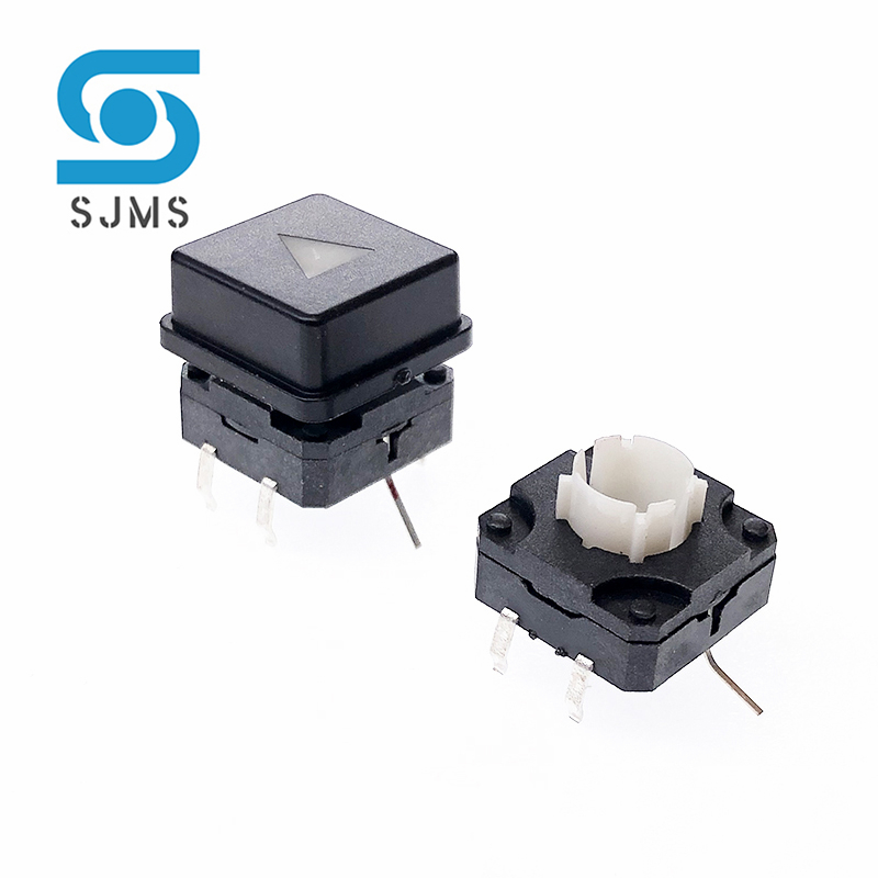 1 Stuks 12*12Mm 12X12 DIP-6P Met Licht Led Tactiele Micro-Drukknop Kortstondige Schakelaar + Kan Licht Vierkante Knop Switch Cap