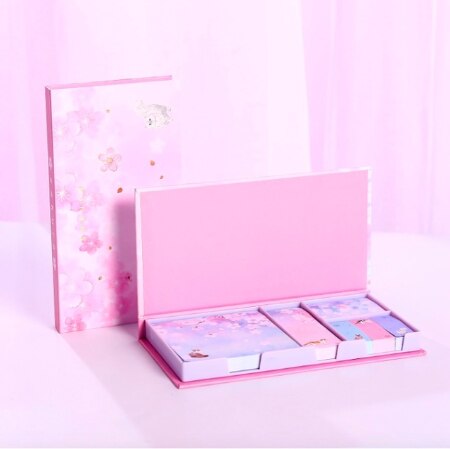 Mooie Memo Pad Cartoon Leuke Bloem Sticky Notes Multi Vouwen Schrijven Pads Label Mark Kawaii Briefpapier School Aanbod: 1