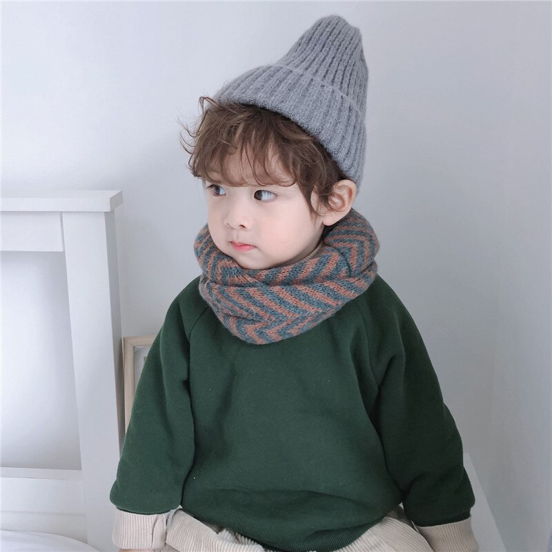 Baby autumn and winter children's scarf corrugated wool neck sleeve student scarf warm scarf