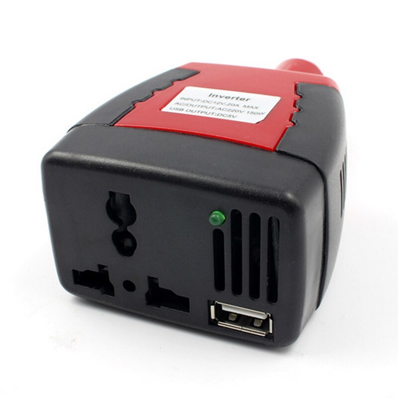 1pc auto-omvormer 150w 12v dc  to 220v ac sigarettenaansteker voeding omvormer adapter met 5v 0.5a usb-oplaadpoort