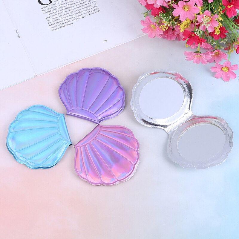 Espejo de maquillaje de piel sintética, 1 Uds., espejo con aumento 1:2, Espejos de maquillaje para niñas, 2 caras, espejo portátil para cosméticos