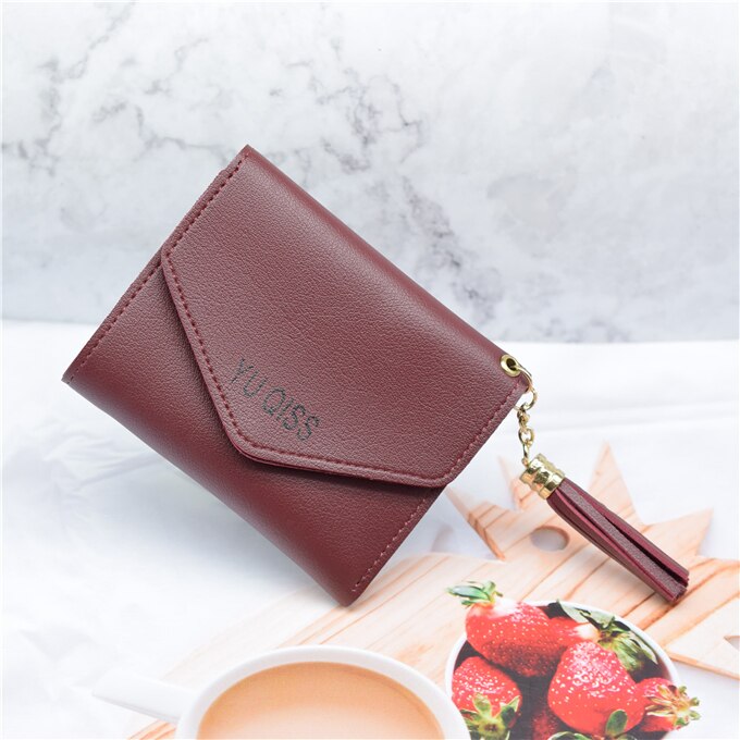 Portemonnee Vrouwen/Mannen Pu Leer Rood/Zwart/Grijs/Groen/Paars/Roze Vrouwelijke Portemonnee slim Dames Portemonnee Kaarthouder Case: Bourgondië