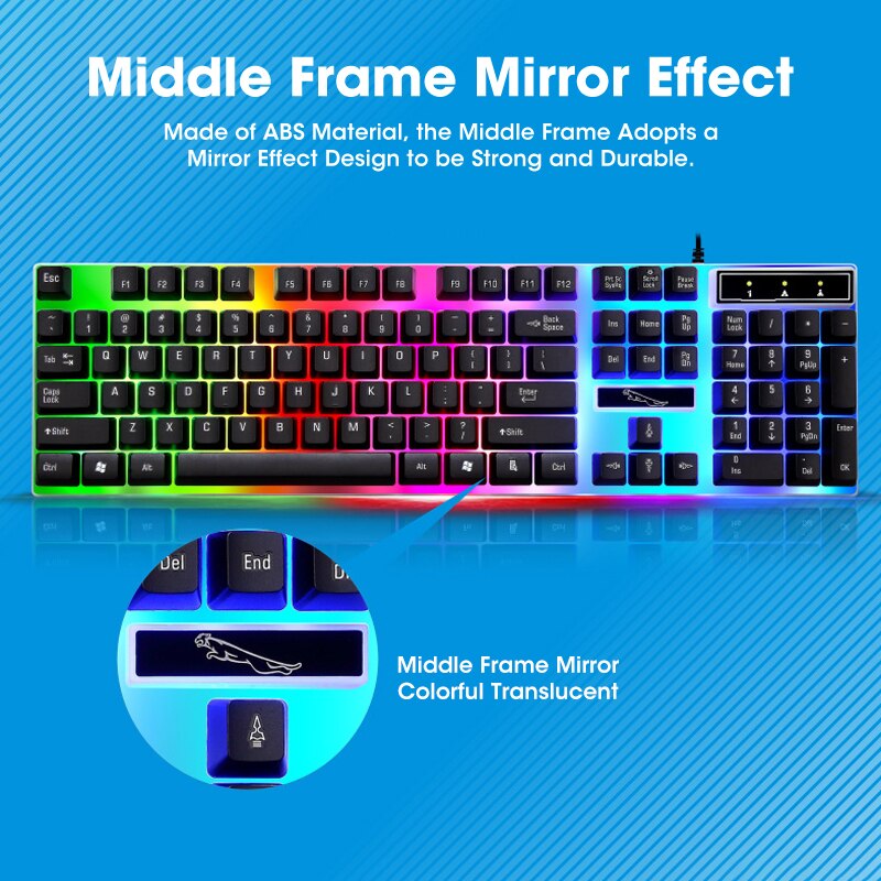 Gamer Keyboard And Mouse PC Gaming Keyboard RGB Backlit Keyboard Rubber Keycaps Wired English Keyboard Mouse Gamer Gaming Mouse