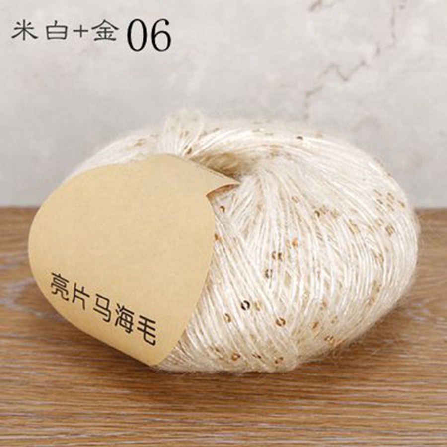 Blødt strikkegarn med pailletter til stof, farverigt tyndt hæklegarn, perlebesat pailletgarn, håndvævet uld med , 50g nøgler: Lavendel