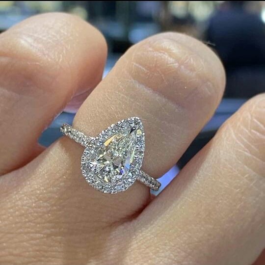 Real pink pear cut zircon the engagement Rings for Women Wedding anel aneis party Jewelry R603