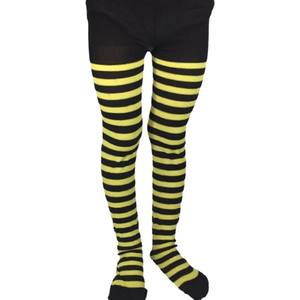Halloween cosplay kinderen gestreepte panty's kousen kinderen jongens kerst panty's maskerade kostuums meisjes babyfeest kind  j8 a 1: Geel en zwart