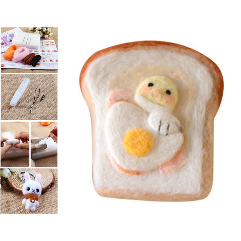 Pan de la torta de lana manualidad de fieltro DIY inacabado pinchado Kit para manualidades Material bolsa de paquete de M0XD: 3
