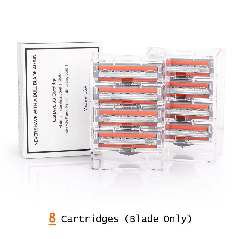 QShave Orange Series 3 Layer Razor Blade Refill Men Manual Shaving X3 Blade 4 Cartridges can choose IT 8 and 16 Cartridges: 8 Cartridges