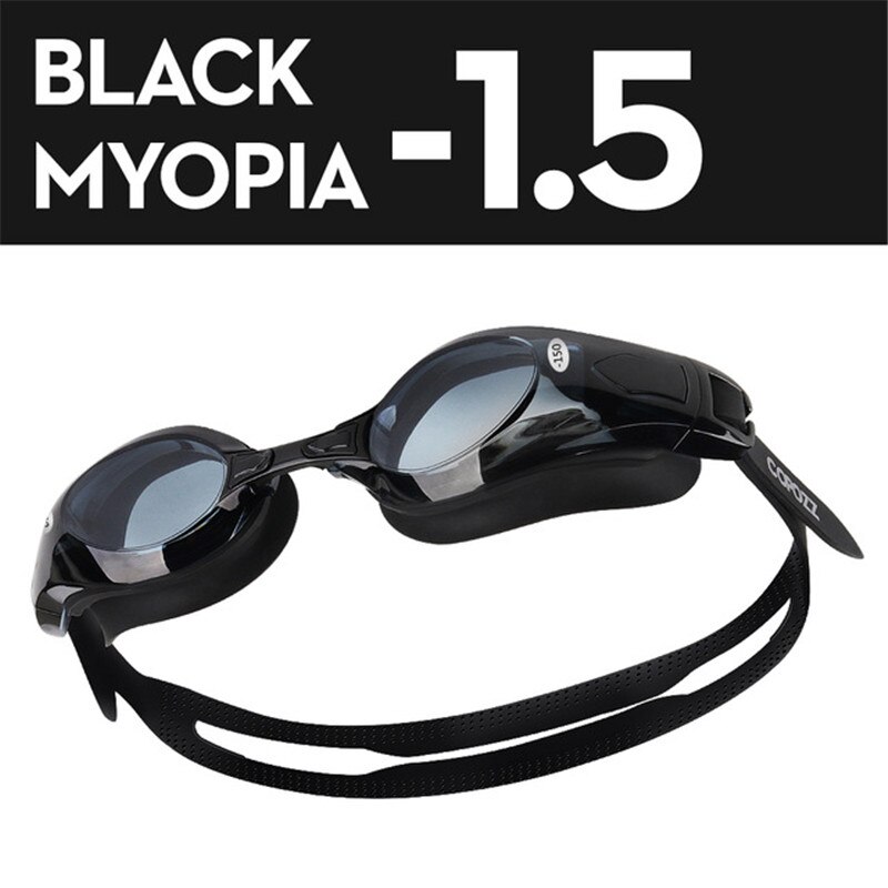 Copozz Zwembril Bijziendheid Anti Fog Uv Protecion Ondersteuning 0 -1.5 Tot-5 Zwemmen Bril Dioptrie Fit Voor volwassen Mannen Vrouwen: Myopia Black -1.5