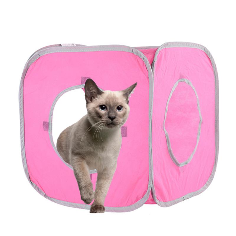 Draagbare Vouwen Kat Cube Grappige Inklapbare Pop-Up Kat Tunnel Speelgoed Kat Tent Kat Bed Eenvoudige Bediening Puppy Play huis Voor Kittens: Pink