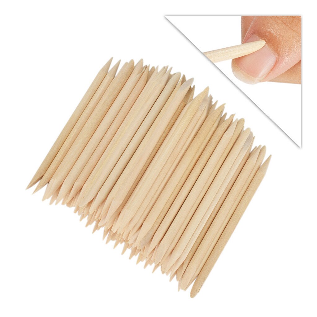 100 Stuks Houten Stok Cuticle Pusher Sticks, Verwijder Gel Nagellak