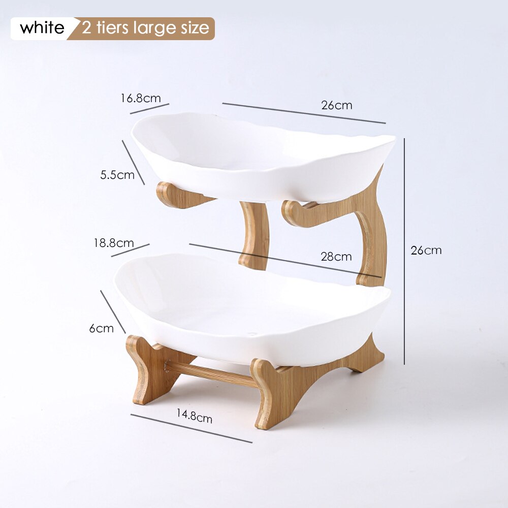 Plates dinnerware kitchen Fruit bowl with floors Luxury serving snack Table plates serve dessert trays wooden Tableware Dishes: 1 Set A2