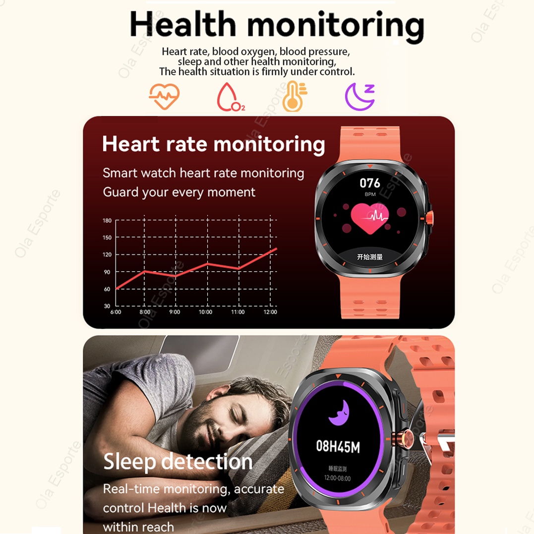 Watch 7 Ultra GPS Smartwatch 1.52'' AMOLED BT Calls Blood Oxygen Monitoring Waterproof Outdoor Smart Watches for Man For Samsung