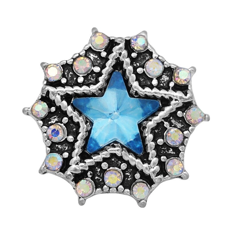 Beauty Rhinestone Star 18Mm Snap Knoppen Fit Snap Armband Snap Sieraden KZ2007