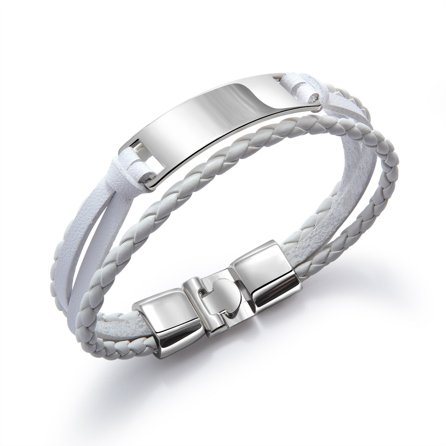 Europese Punk Pu Lederen Armband Met Smooth Tag Voor Vrouwen/Mannen Sieraden 20Cm