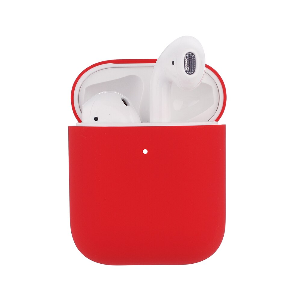 Casos de silicone macio para apple airpods 1/2 caso protetor bluetooth sem fio fone de ouvido capa para apple ar pods caixa de carregamento sacos: Crimson