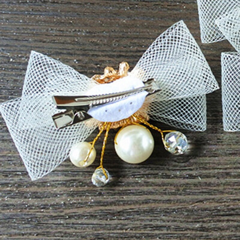 Horquilla de lazo de malla de para niña, accesorios para el cabello, horquilla nupcial, horquillas para el pelo, tocado de perla, joyería para el cabello con lazo