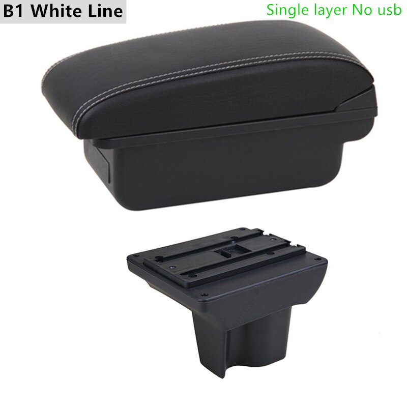 Auto Armleuning Box voor Toyota Rush - ABS Leer Opbergunit met USB & LED - Interieur Accessoire: B1 Witte Lijn