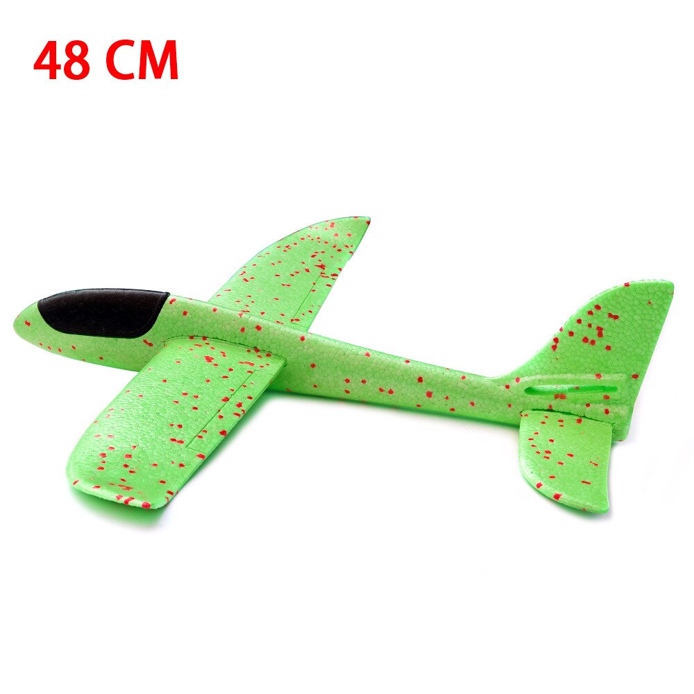 38/48Cm Hand Gooi Schuim Vliegtuig Speelgoed Outdoor Lancering Zweefvliegtuig Vliegtuig Kids Speelgoed Gratis Fly Vliegtuig Speelgoed puzzel Model Jouet: 48cm green