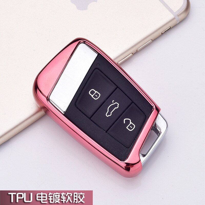 Carcasa de TPU para llave de coche, funda de llave a distancia para Volkswagen VW Passat B8 Skoda Superb A7, accesorios con estilo: pink