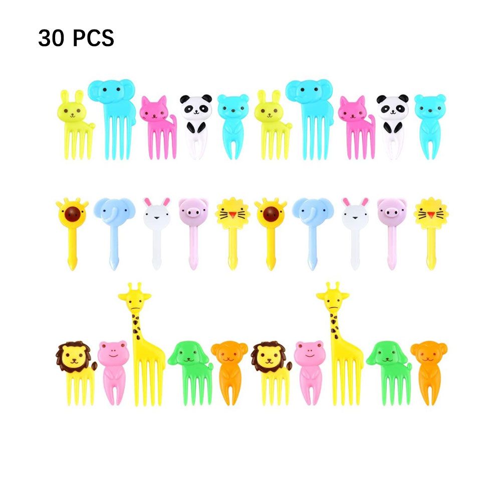 10/30Pcs Bento Gemüse Geschirr Nette Mini Kleinkind Kinder Obst Gabeln Zahnstocher Kinder Essen Picks Cartoon Tier Bauernhof