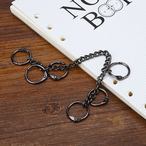 Metall verlieren Blatt Buch Bindemittel Klapp Ringe Mit Kette Keychain DIY Album Sammelalbum Handwerk Alben Buch Bindemittel Schule Büro Supplie: 15MM Schwarz Gürtel