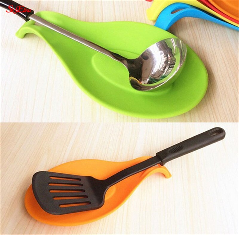 Silicone Spoon Insulation Mat Silicone Heat Resistant Placemat Tray Spoon Pad Drink Glass Coaster Kitchen Tool 5ZCF419