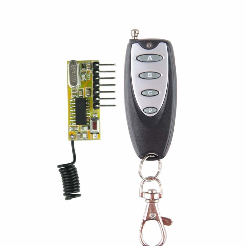 RF Wireless Receiver Module DC5V 4CH Mini Super-heterodyne Receiver Module+Transmitter Learning Code Momentary Toggle Latched