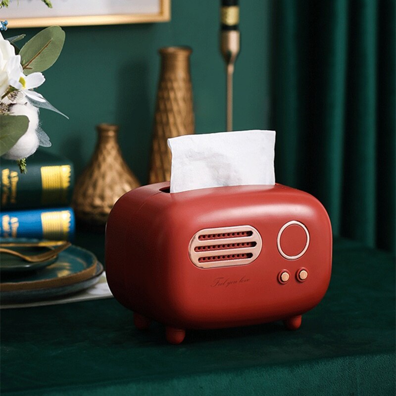 Modelo de mesa de Radio de papel de escritorio, servilleta Retro antideslizante, para el hogar, dispensador de decoración, caja para manualidades, toallitas con forma