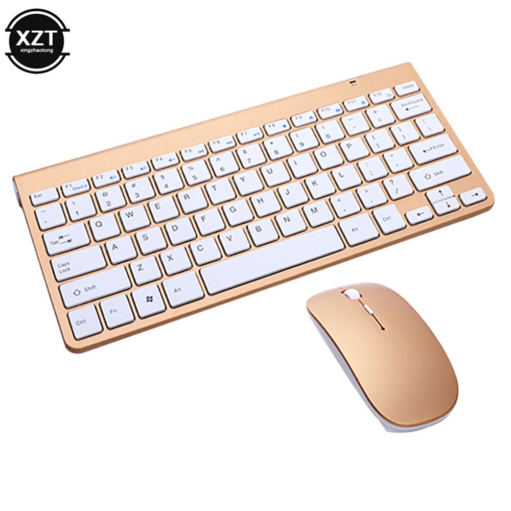 Drahtlose Tastatur Maus Set 2,4G USB Mini Multimedia Tastatur Maus Combo Für Notebook Laptop Mac Desktop PC TV büro Liefert: Gold