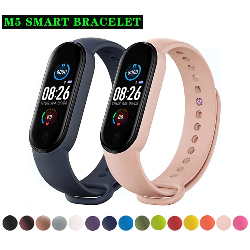 M5 Smart Armband Bluetooth Gesynchroniseerd Oefening Stap Teller, Hartslag Bloeddruk Monitoring Vrouwen Smart Sport Bracele