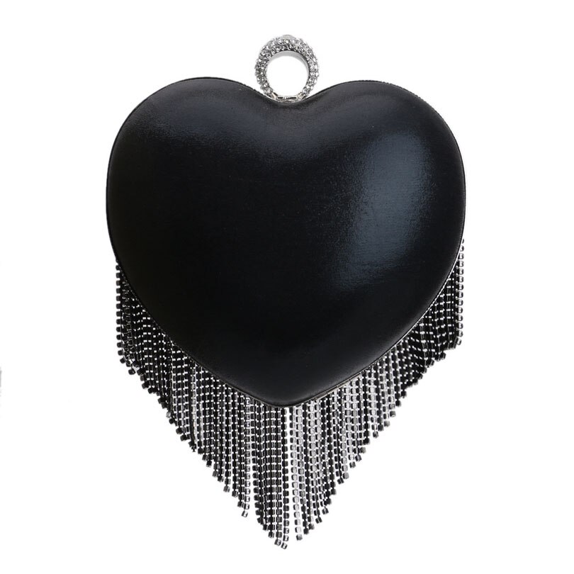 LIXUN Evening Bag - Minaudiere Shape - Diamond Tassel Ring Clutch - Chain Shoulder Party Handbag