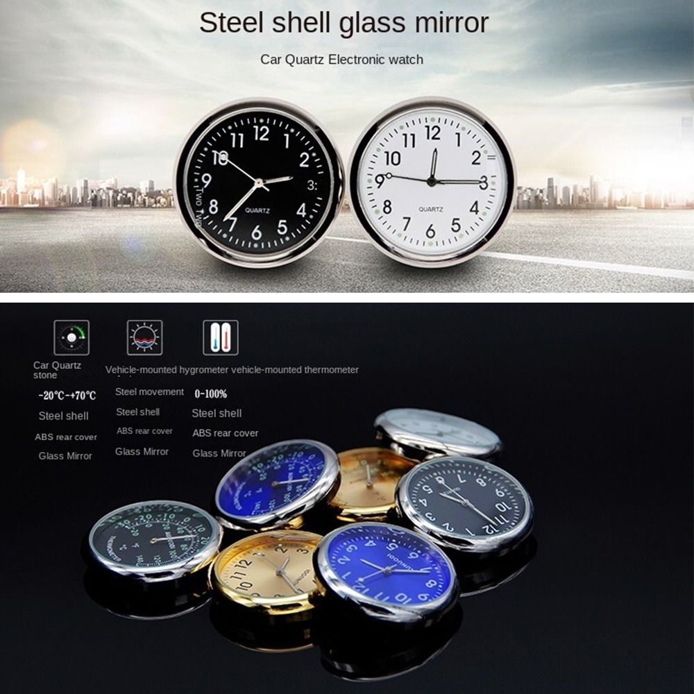 40Mm In-Car Mini Lichtgevende Auto Klok Auto Auto 'S Interne Stick-On Horloge Mechanica Quartz Klokken Auto Ornament Digitale Klok