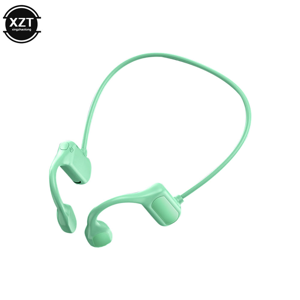 Waterproof BL09 Bluetooth 5.0 Wireless Headset Sports Stereo headphone Bone Conduction Audio Equipment Outdoor with Microphone: green