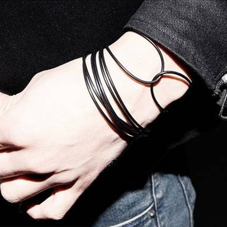 Pulseiras de corda de silicone para homens e mulheres, pulseira simples e casual de corda punk rock unissex com 10 detalhes, dropship