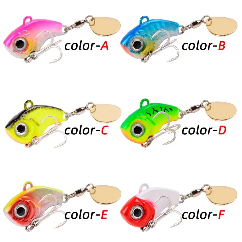1 Uds. Cebo giratorio de Metal VIB con vibración, cuchara giratoria, Señuelos de Pesca de 5g -20g, plantillas para trucha, Pesca de invierno, cebos duros, aparejos de Pesca